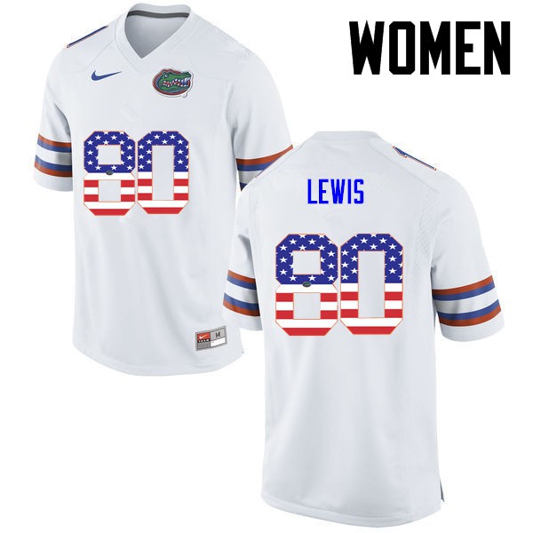Florida Gators Women #80 C'yontai Lewis College Football Jersey USA Flag Fashion White